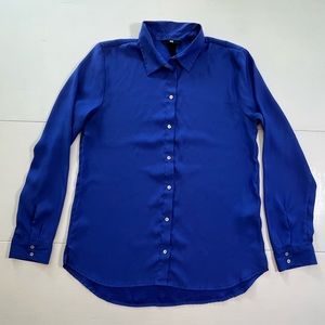 H&M Blue Long Sleeve Button Blouse size 6